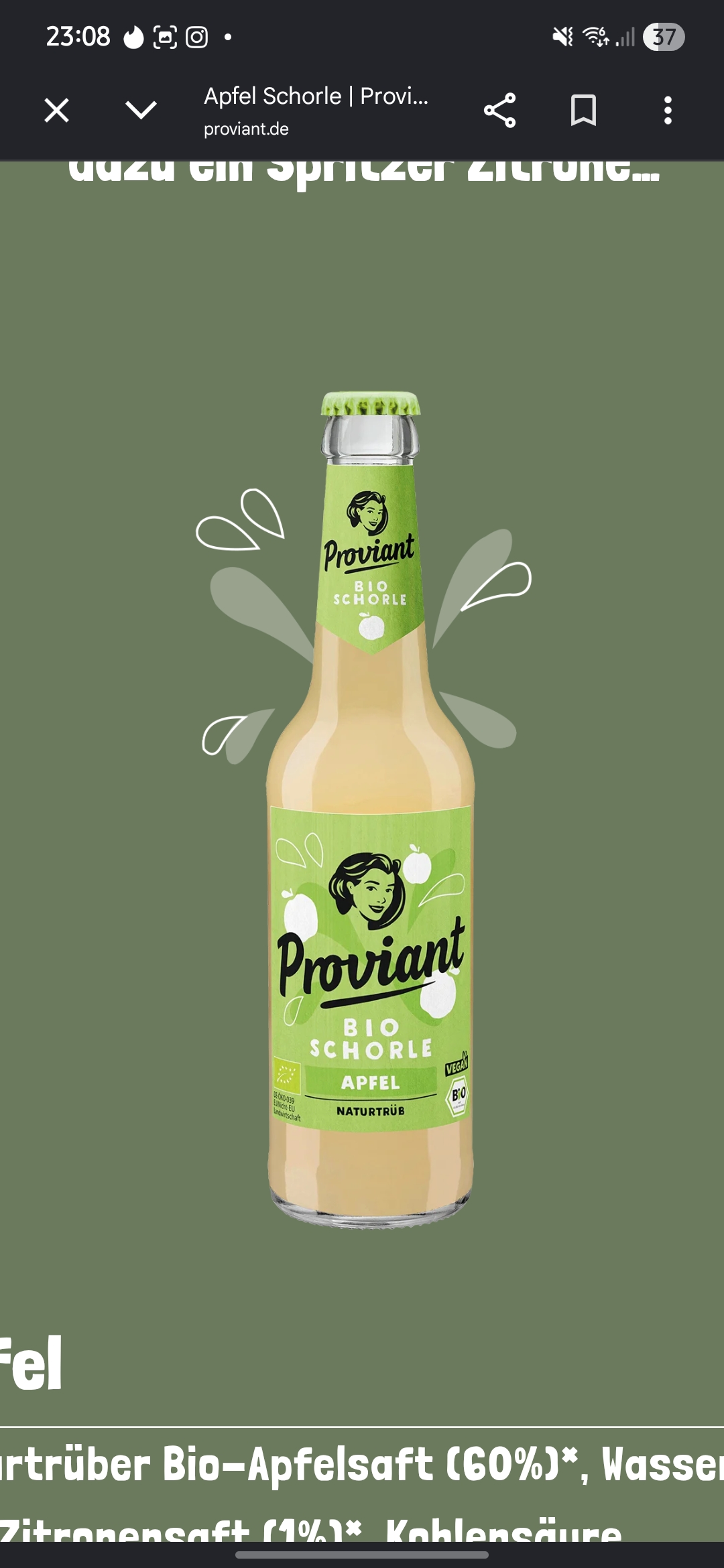 Proviant Bio Apfelschorle